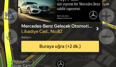Kampanya Mercedes-Benz Finansal Hizmetler’den, rota Yandex Navigasyon’dan